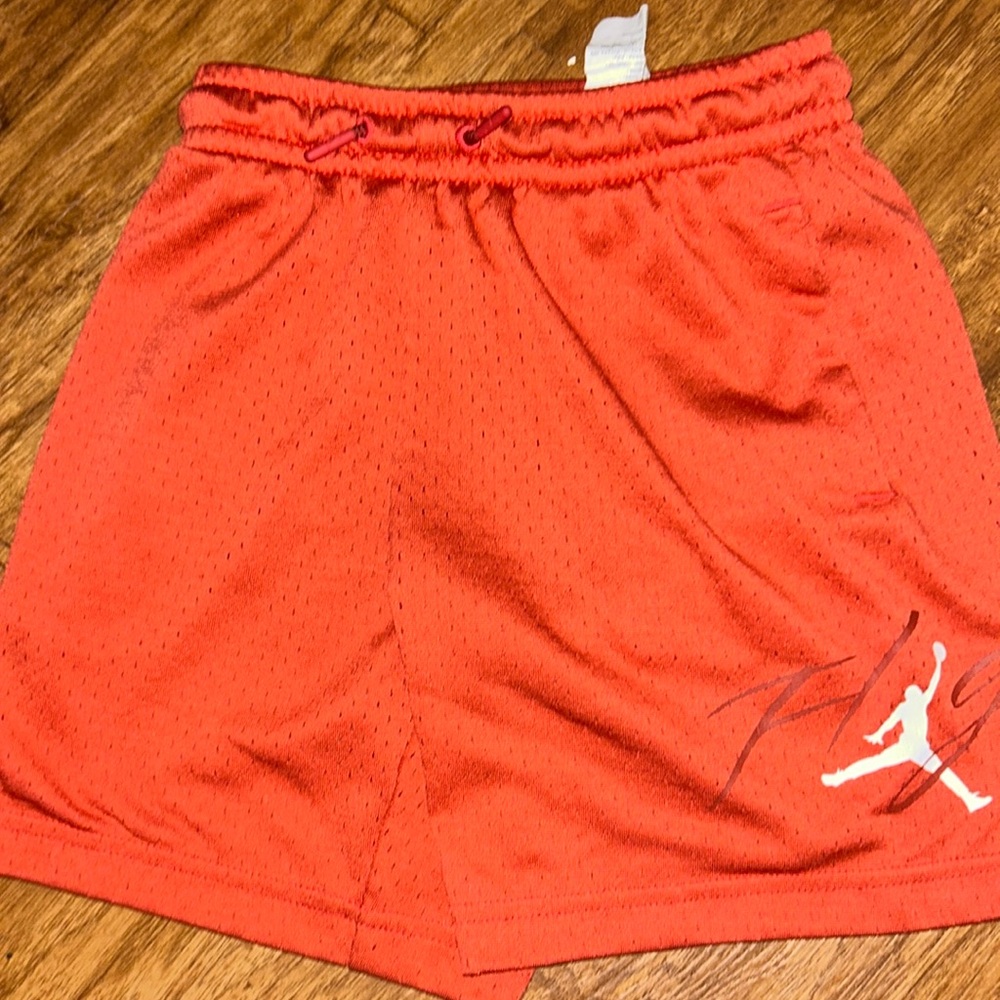 SMALL BOYS JORDAN SHORT DRAWSTRING THICK FABRIC BURNT ORANGE GRAY KNEE SMALL BOY
